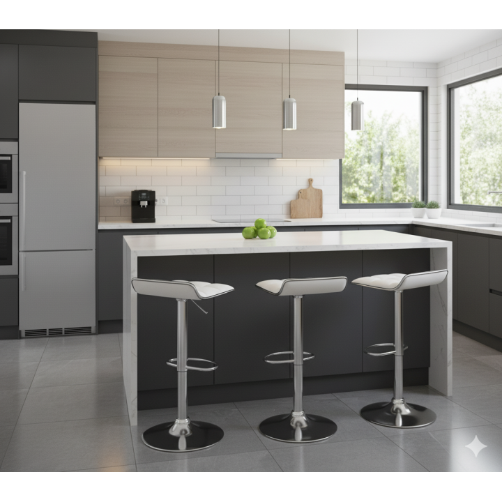 Hoker regulowany, kuchenny, barowy VIA biały Eco PREMIUM