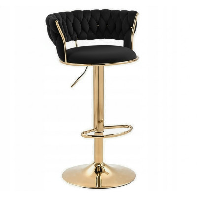 Hoker IMPERIA stołek Krzesło Barowe 100 cm Glamour Złote nóżki Welur BLACK