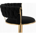 Hoker IMPERIA stołek Krzesło Barowe 100 cm Glamour Złote nóżki Welur BLACK