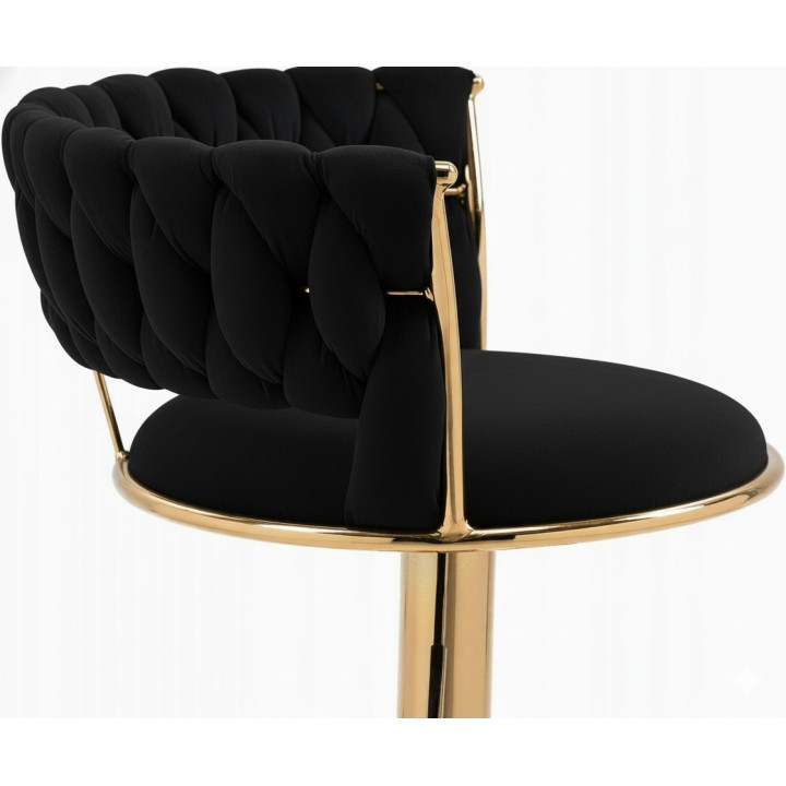 Hoker IMPERIA stołek Krzesło Barowe 100 cm Glamour Złote nóżki Welur BLACK
