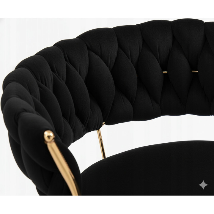 Hoker IMPERIA stołek Krzesło Barowe 100 cm Glamour Złote nóżki Welur BLACK
