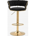 Hoker IMPERIA stołek Krzesło Barowe 100 cm Glamour Złote nóżki Welur BLACK
