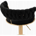 Hoker IMPERIA stołek Krzesło Barowe 100 cm Glamour Złote nóżki Welur BLACK