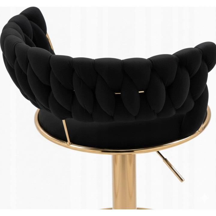 Hoker IMPERIA stołek Krzesło Barowe 100 cm Glamour Złote nóżki Welur BLACK
