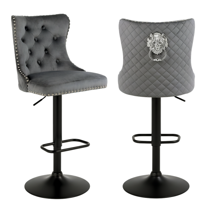 Hoker barowy, do kuchni, salonu, elegancki CRYSTAL VELVET CIEMNOSZARY BL