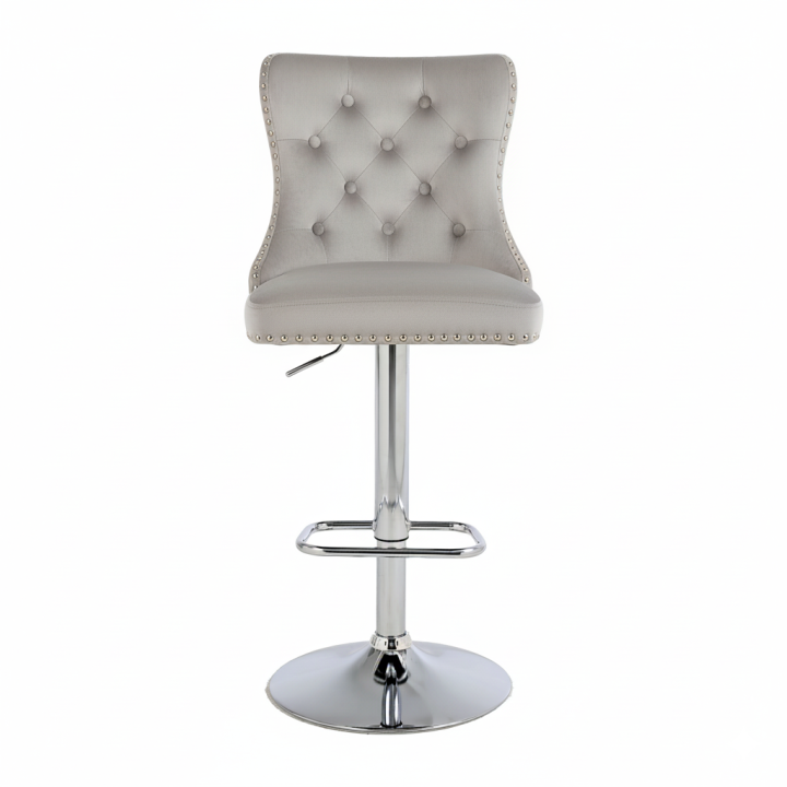 Hoker barowy, do kuchni, salonu, elegancki CRYSTAL VELVET JASNOSZARY SL