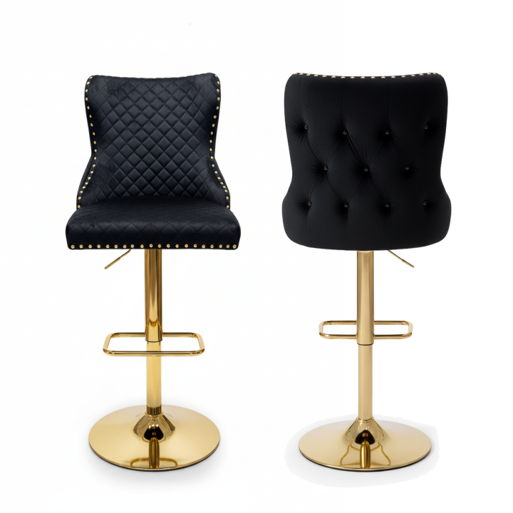 Hoker barowy,do kuchni, salonu, pokoju, elegancki LORD VELVET CZARNY GL